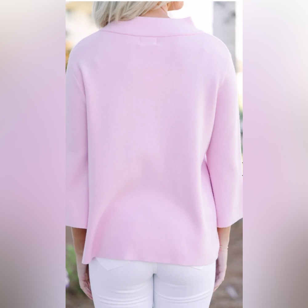 Pink Mock Neck Sweater | 3/4 sleeves | Shop the Mint Boutique | Large - Picture 5 of 9